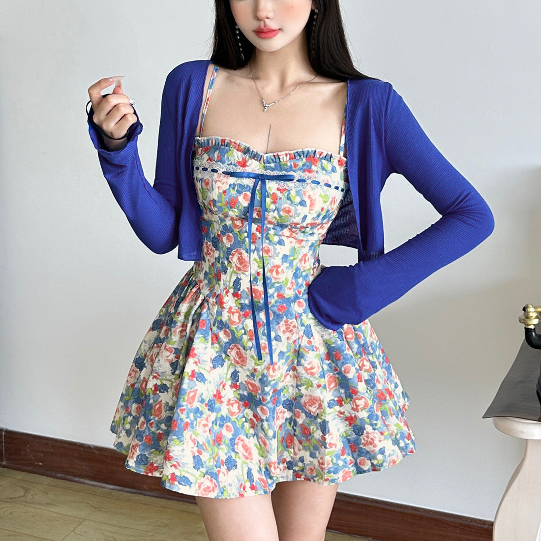 Women's Clothing Easy Matching Sling Slim Floral Dress