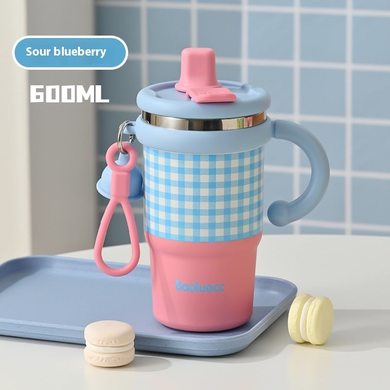 316 Stainless Steel Vacuum Cup Household Handle Student Straw Cup