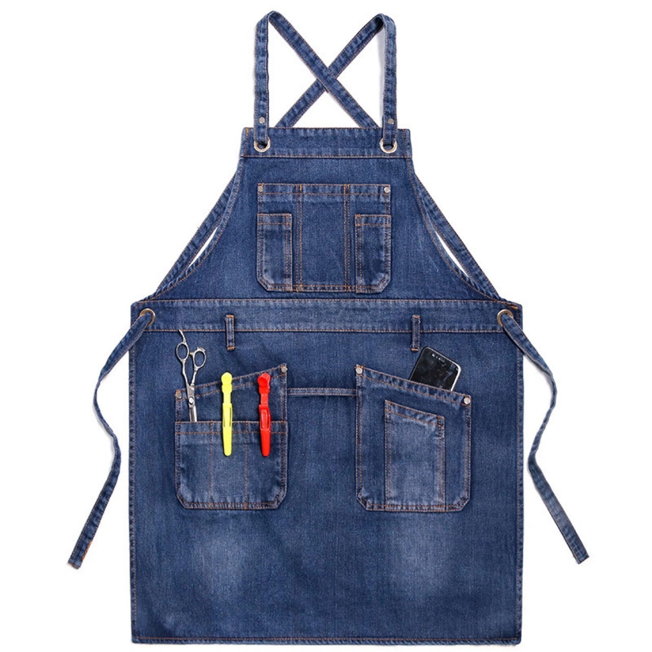 Kitchen Floral Art Men's And Women's Work Clothes Overclothes Cotton Jean Apron
