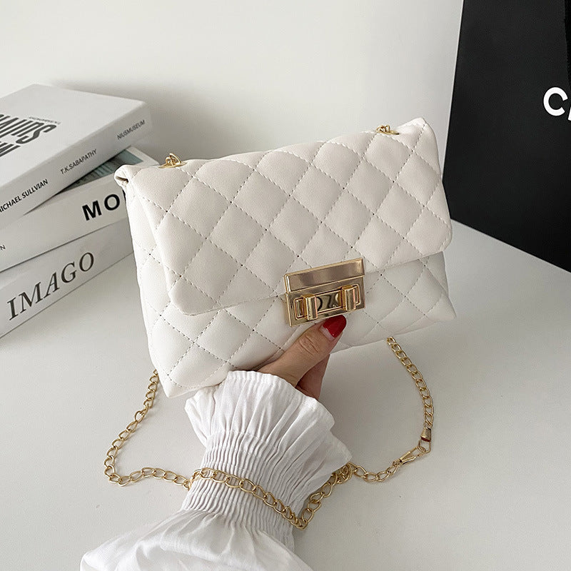 All-match Diamond Plaid Embroidered Women's Twist Lock Bag