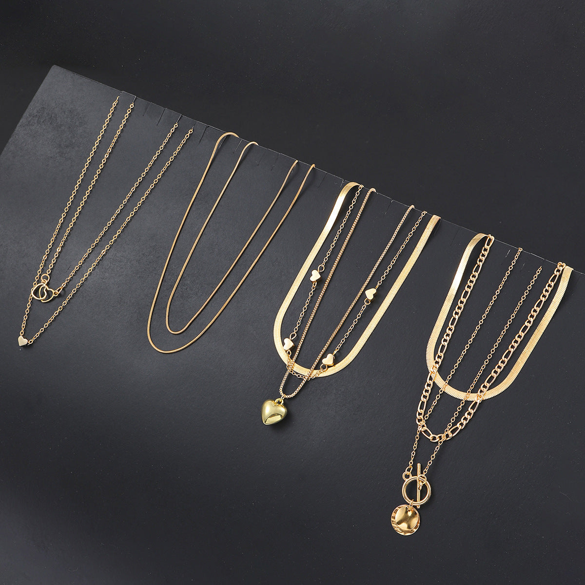 Heart Snake Bone Blade Necklace Suit 10 Pieces