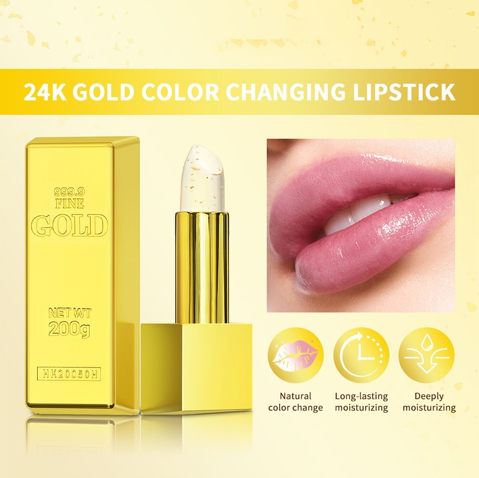 Nourishing Moisturizing Shiny Gold Foil Color-changing Lipstick