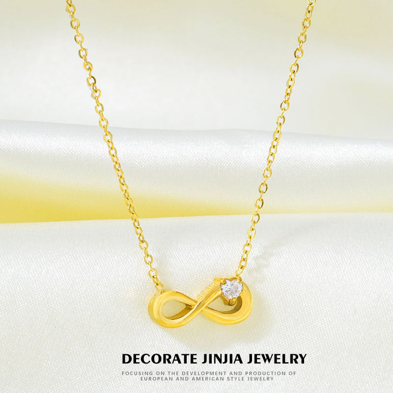 Simple Zircon Necklace Female Infinite Loop Symbol