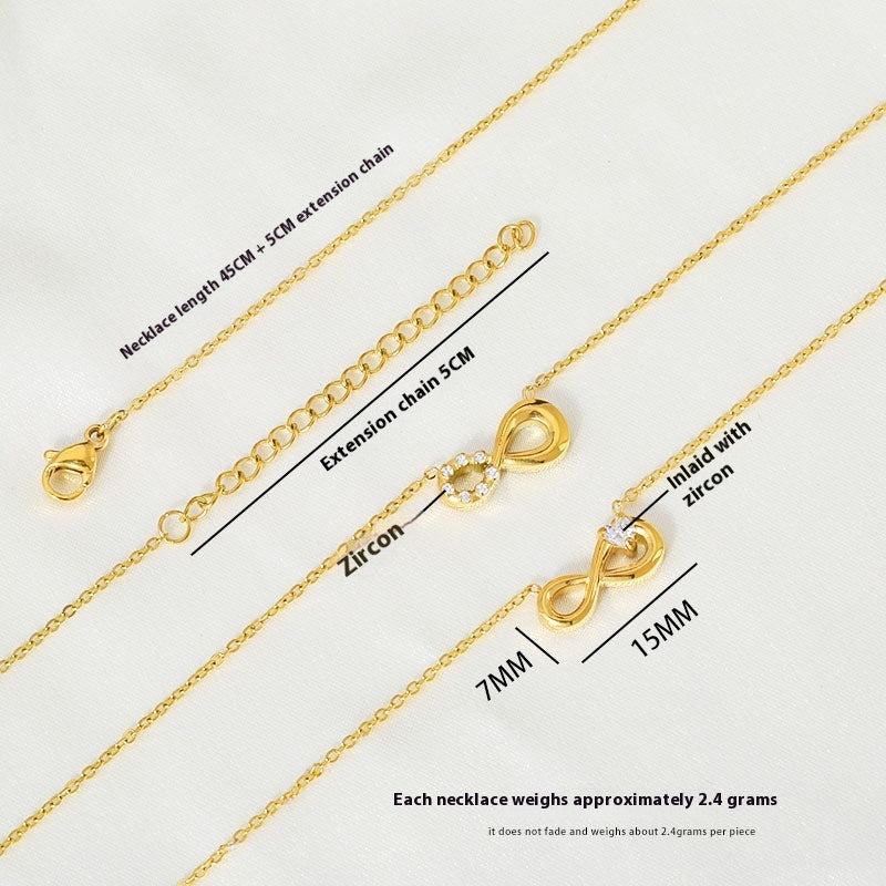 Simple Zircon Necklace Female Infinite Loop Symbol