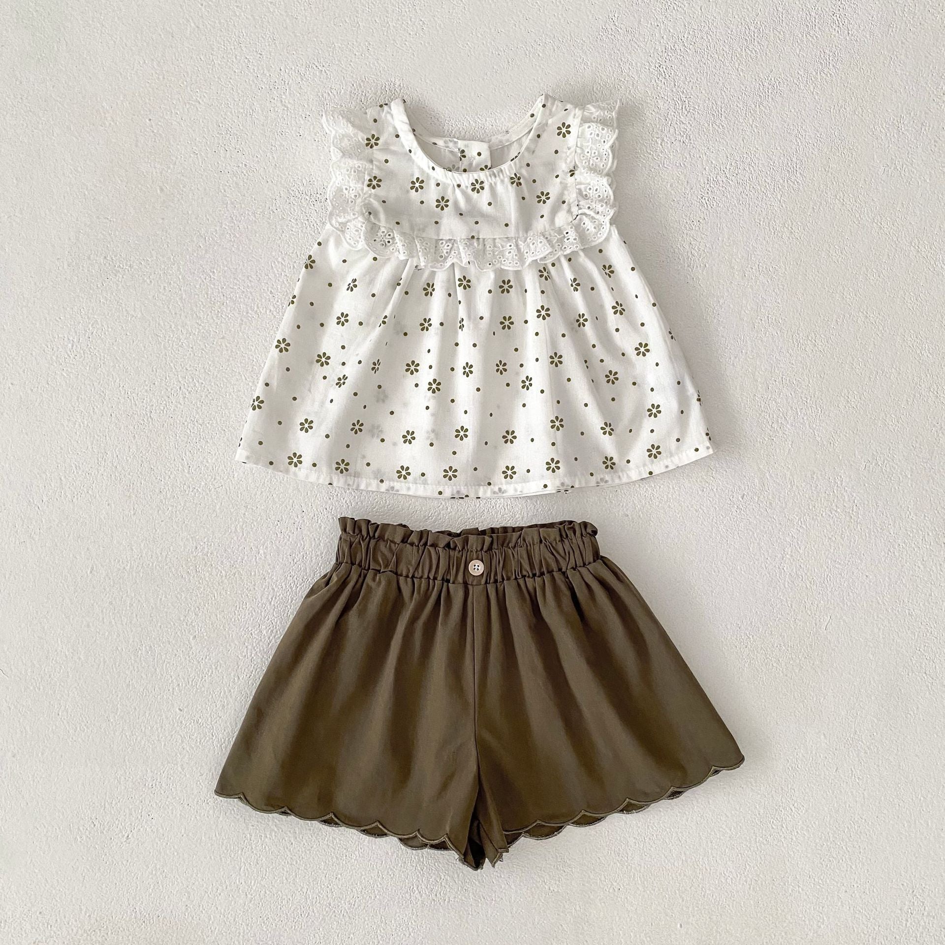 Super Cute Baby Girl Sleeveless Top Two-piece Pants