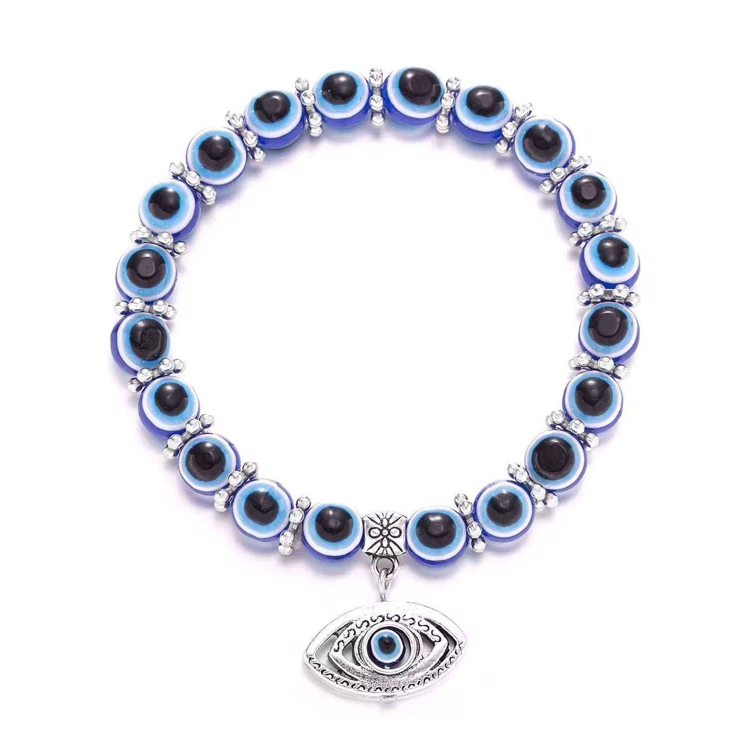 Blue Devil's Eye Bracelet Butterfly Turtle Owl Pendant Resin