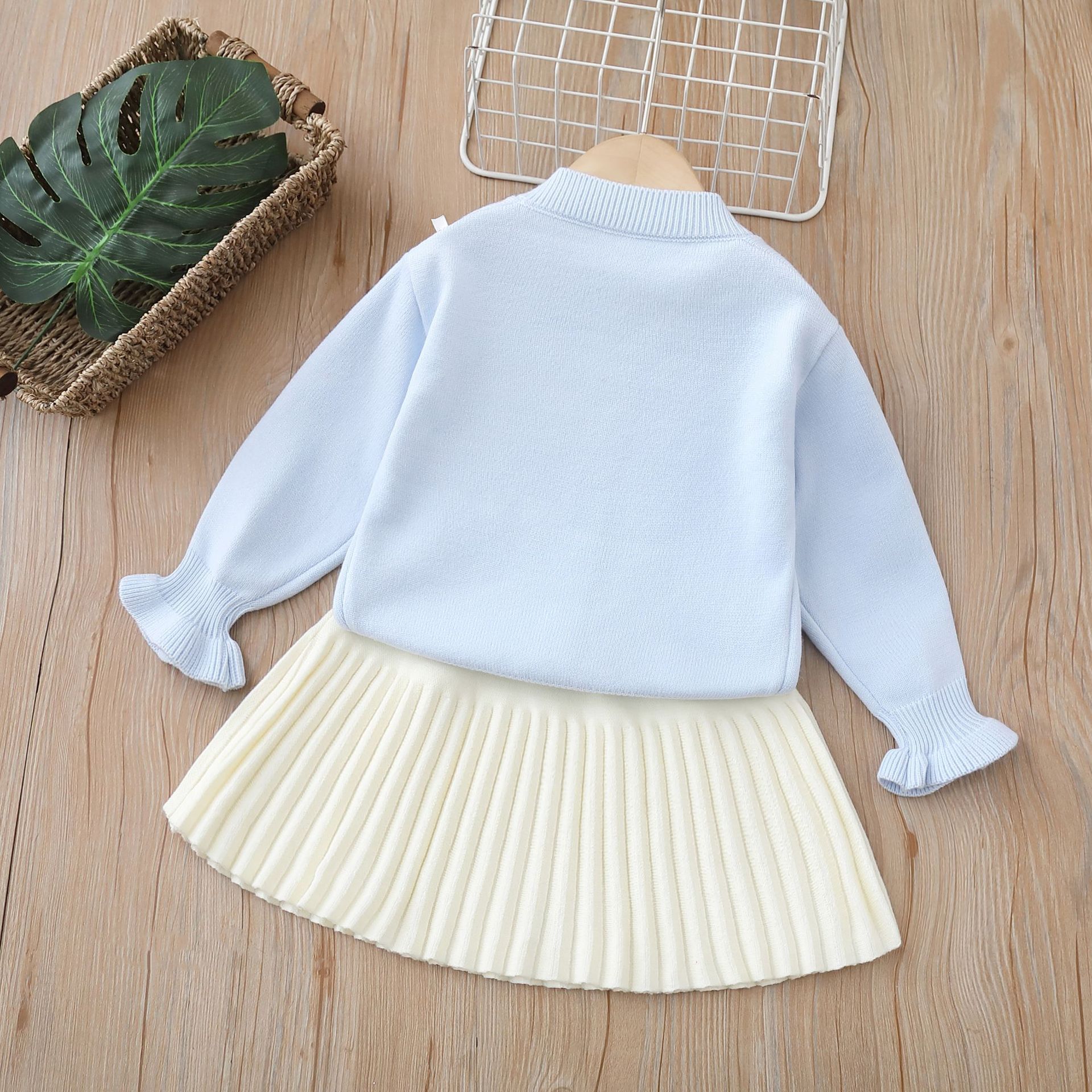 Kids' Sweater Suit Autumn Style Solid Color