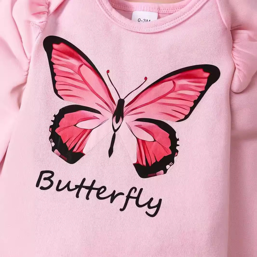 Baby Summer Short Sleeve Butterfly Girl Sweet And Comfortable Suit