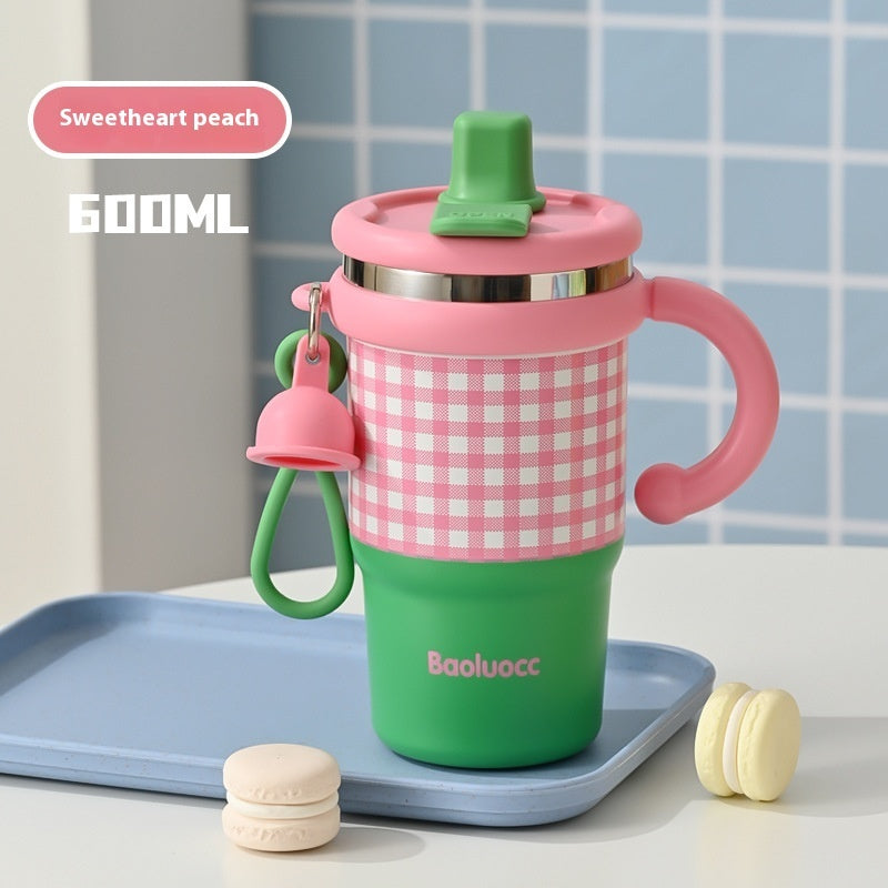 316 Stainless Steel Vacuum Cup Household Handle Student Straw Cup