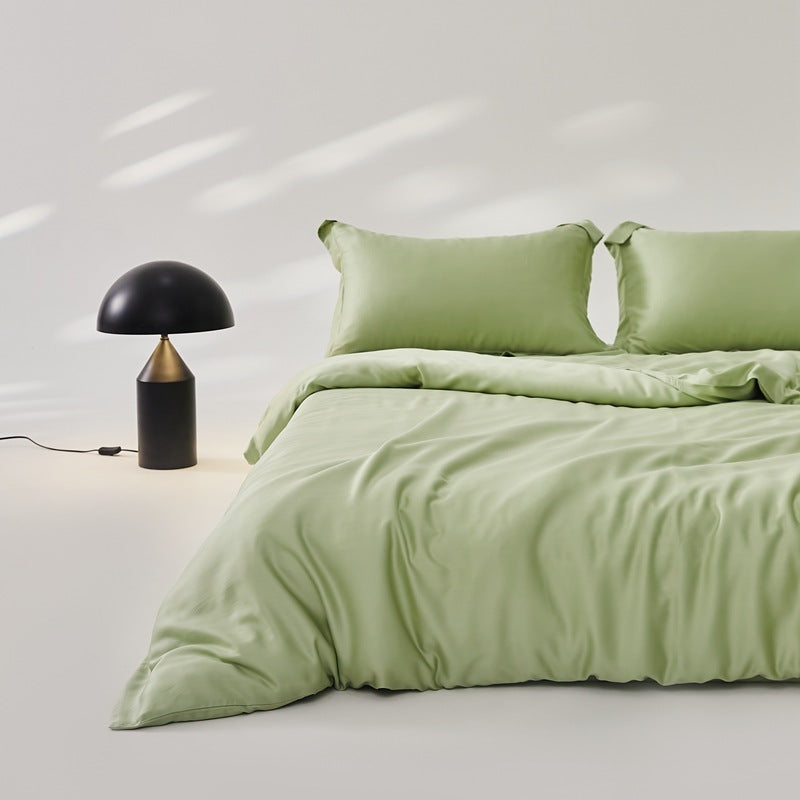 Summer Pure Color Silky Lyocell Cool Feeling Ice Silk Four-piece Set