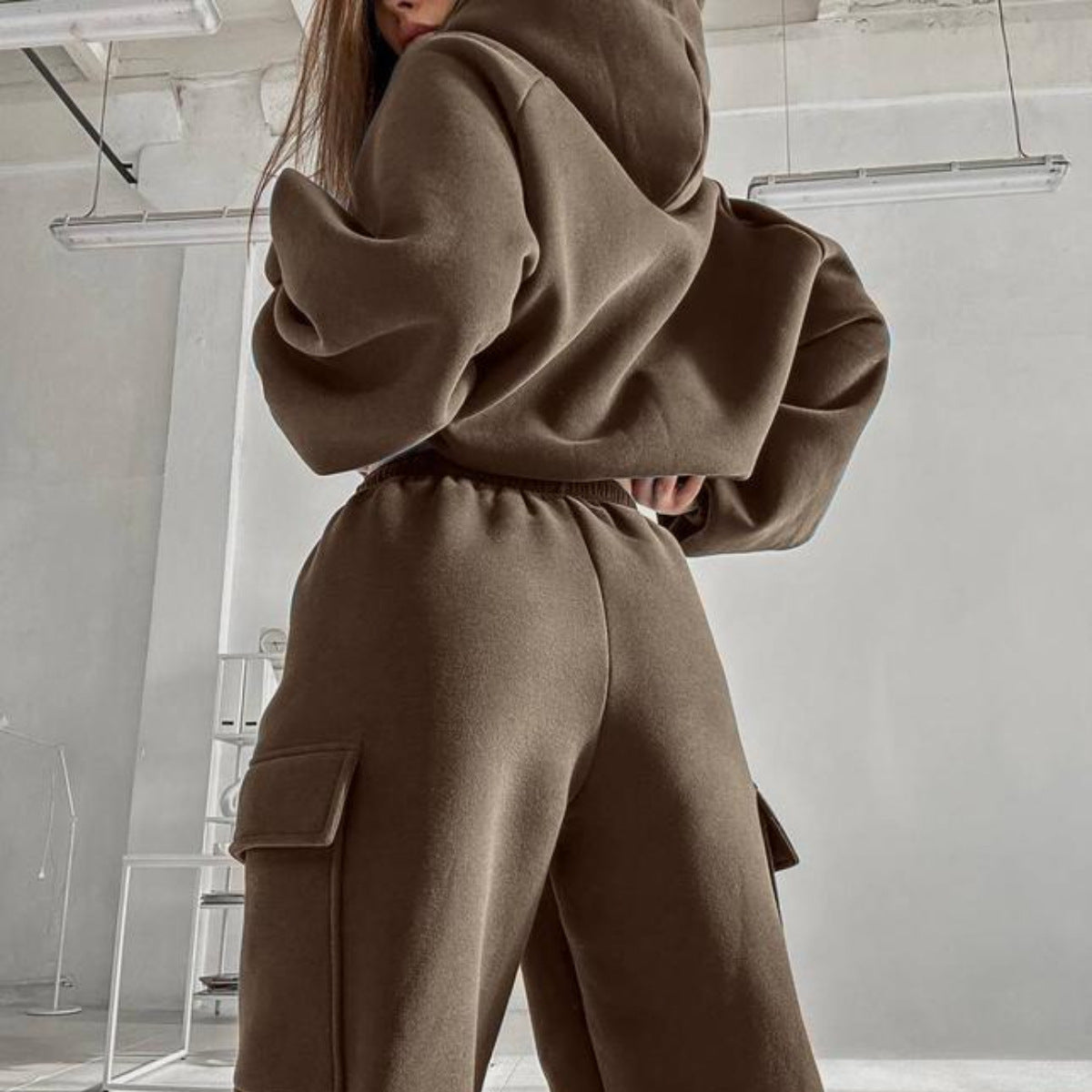 Female Solid Color Fashion Sports And Leisure Sweater Suit