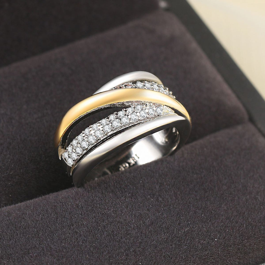 Women's Ring Color Separation Electroplating Inlaid Zircon Accessories