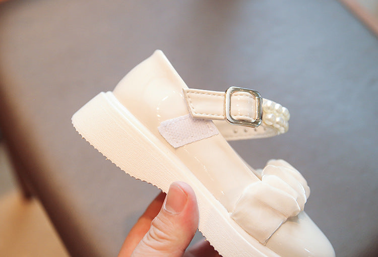 New Girls Soft Bottom British Style Princess Little Leather Shoes