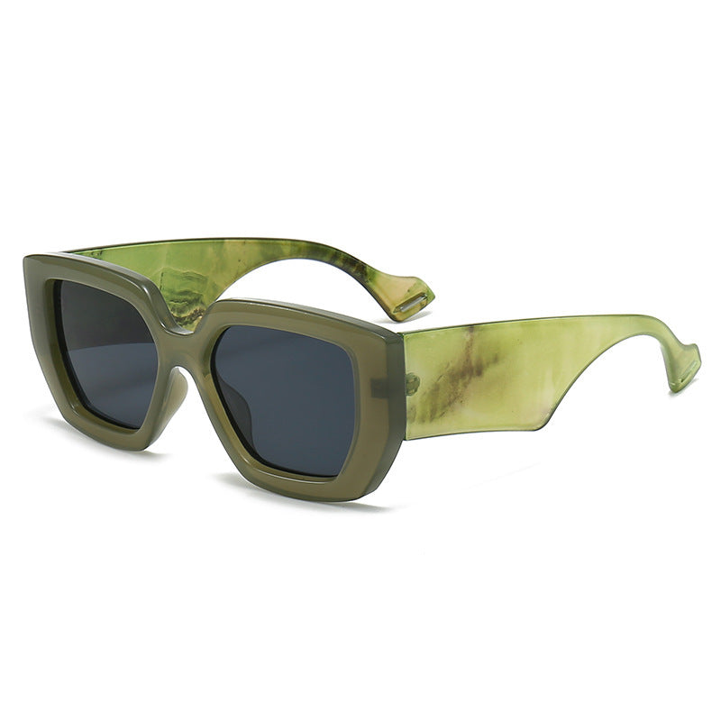 Big Square Rim Contrast Color Sunglasses Female To Make Round Face Thin-looked Fashion