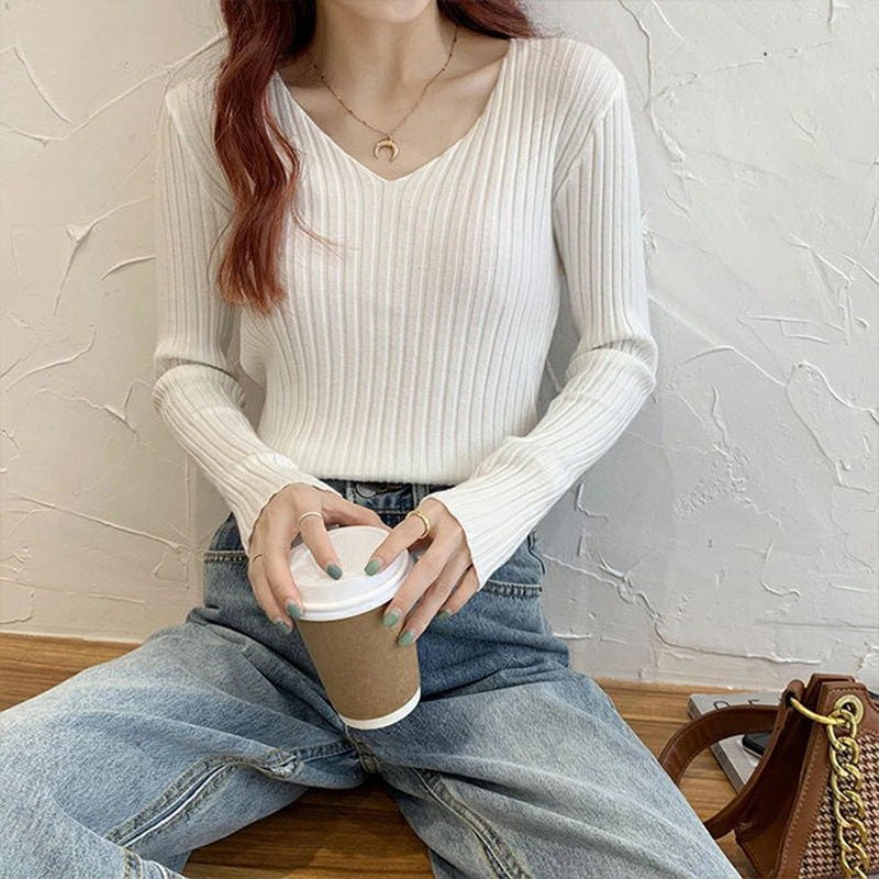 Bottoming Shirt 3 Kinds Of Rib Knitted Top
