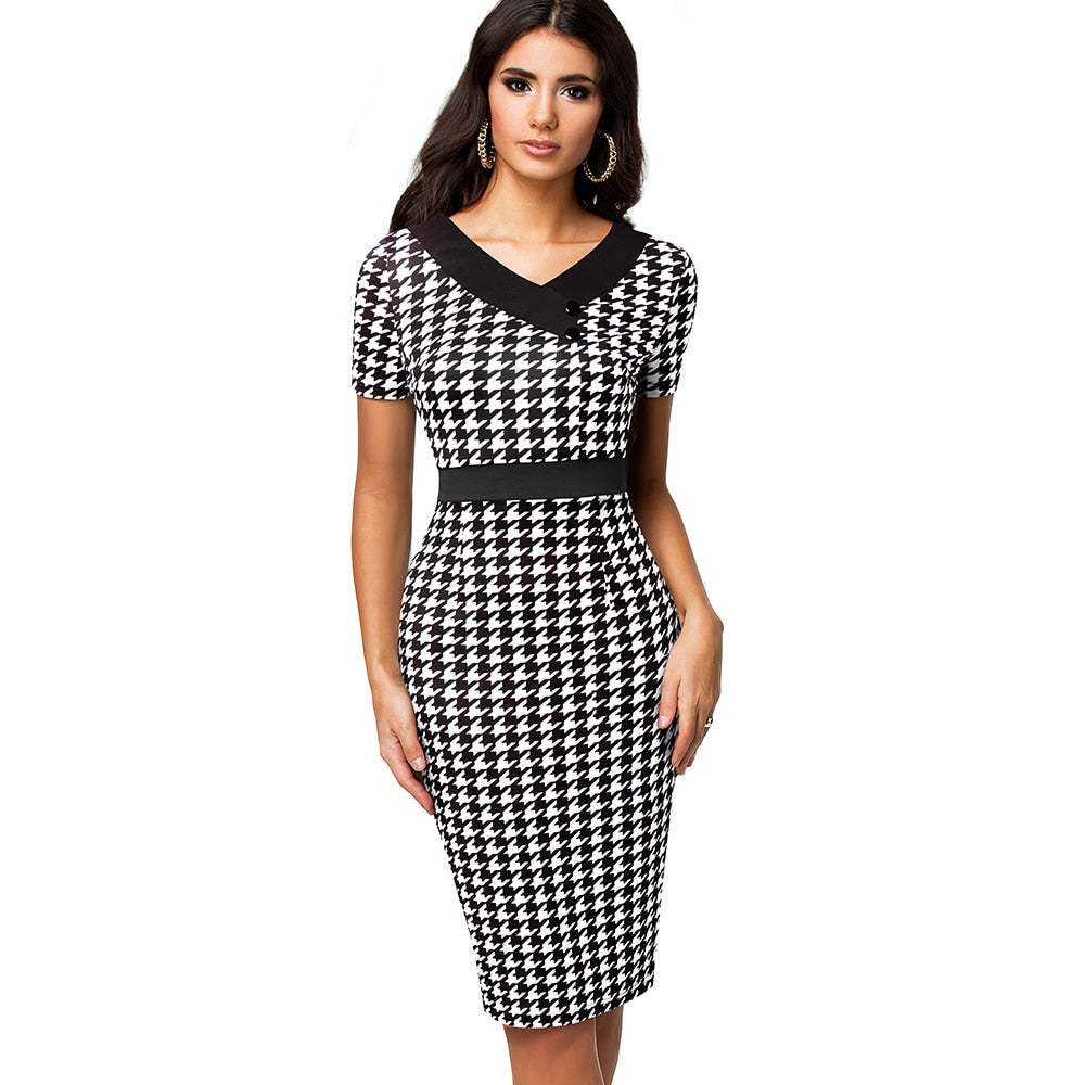 Slim Fit Patchwork Slimming Sheath Pencil Skirt