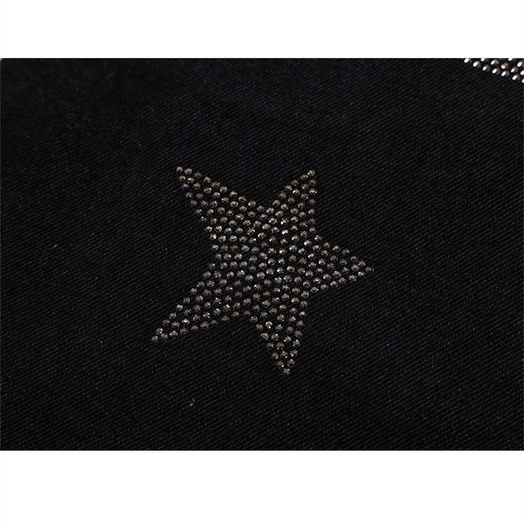 Women's Fashionable High Waist Casual Slim-fit Rhinestone Denim Shorts