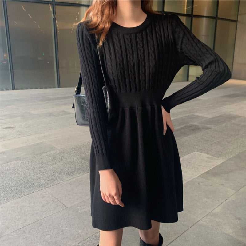 Autumn And Winter Temperament Waist-controlled Base Ride Dress