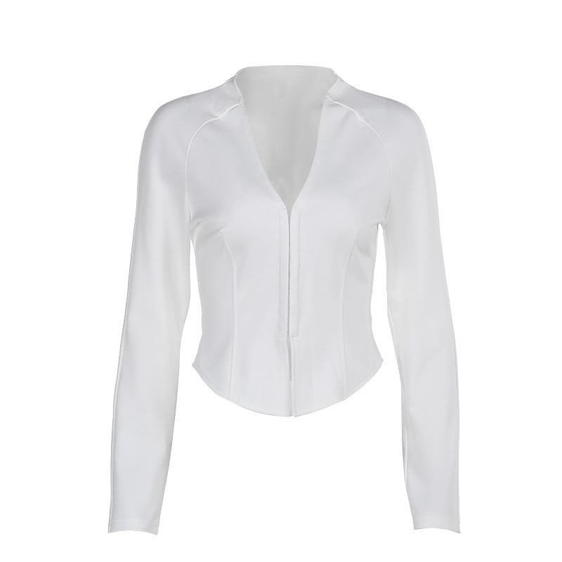 Casual Temperament Wild Raglan Sleeve Hooks Long Sleeve Top