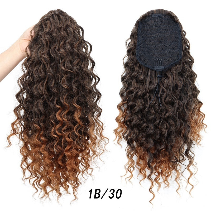 Wig Small Curly Ponytail Gradient Drawstring Wave
