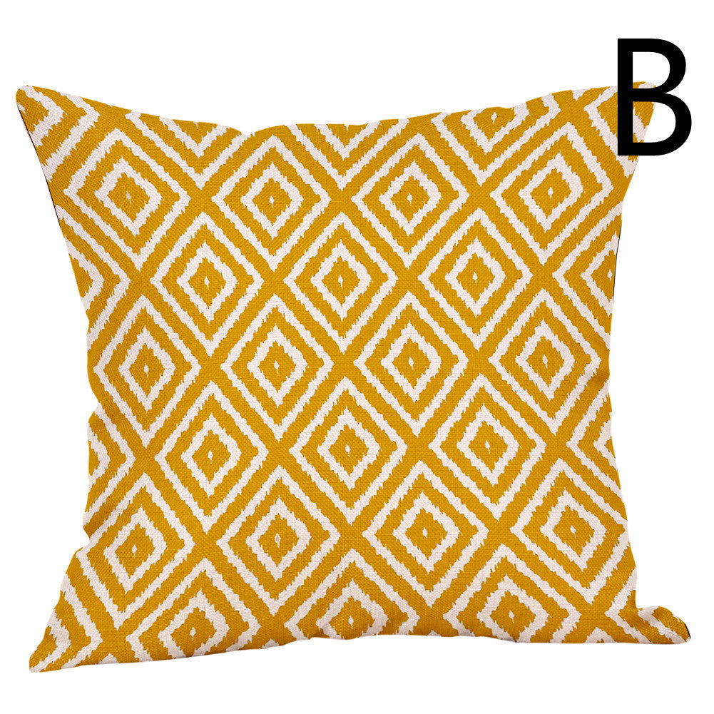 Digital Printing Geometric Series Themed Pillow Against The Waist Of The Car Sofa