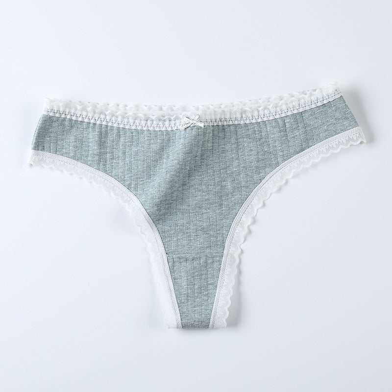 Silk T-shaped Women's Cotton Lace-trimmed T-shaped Panties