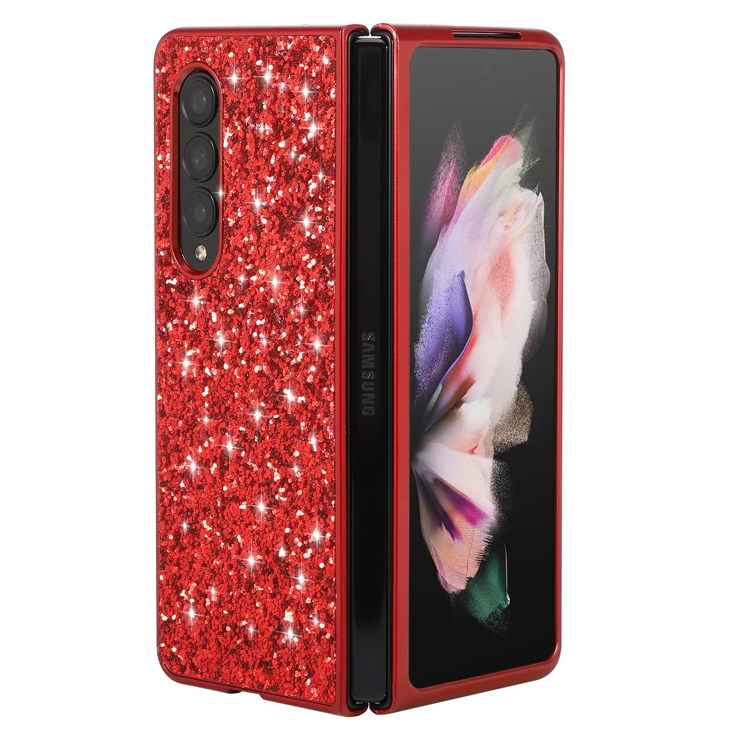 Electroplating Shimmering Powder Sequins Folding Hard Shell Phone Case