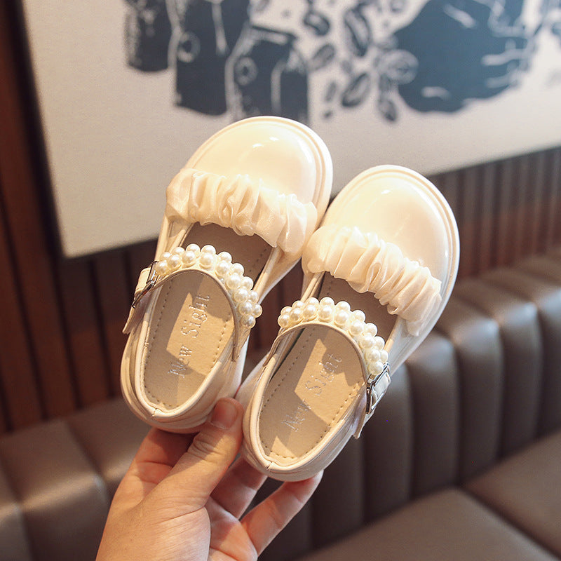 New Girls Soft Bottom British Style Princess Little Leather Shoes