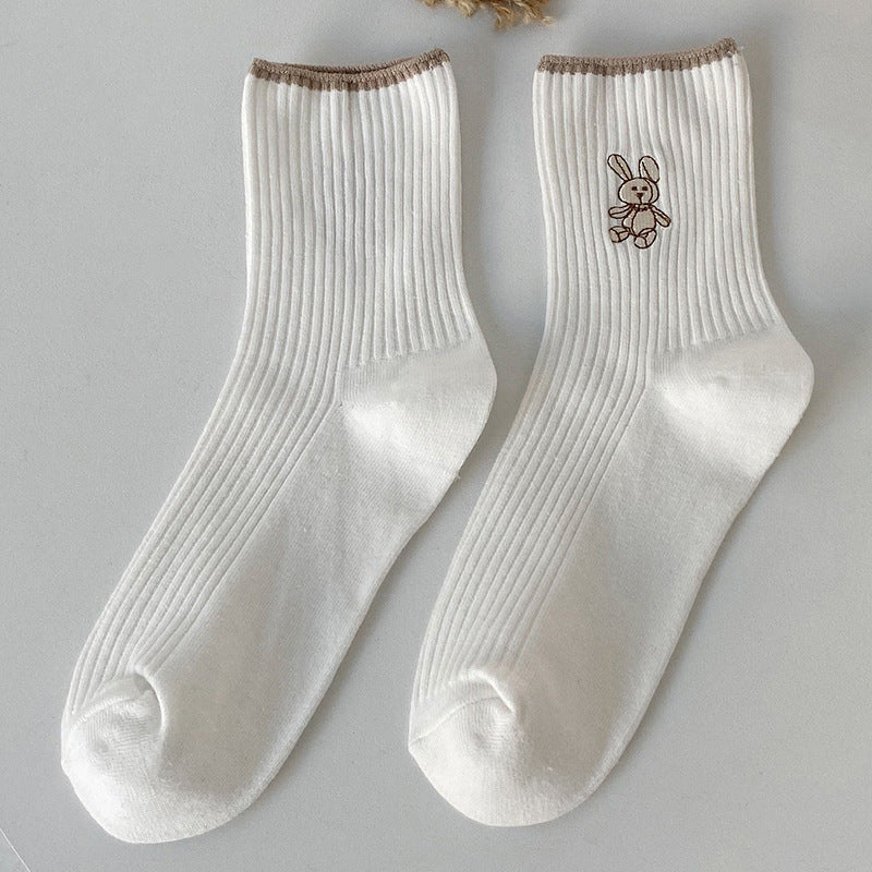Autumn And Winter New All Cotton Cute Japanese Medium Tube Socks Female