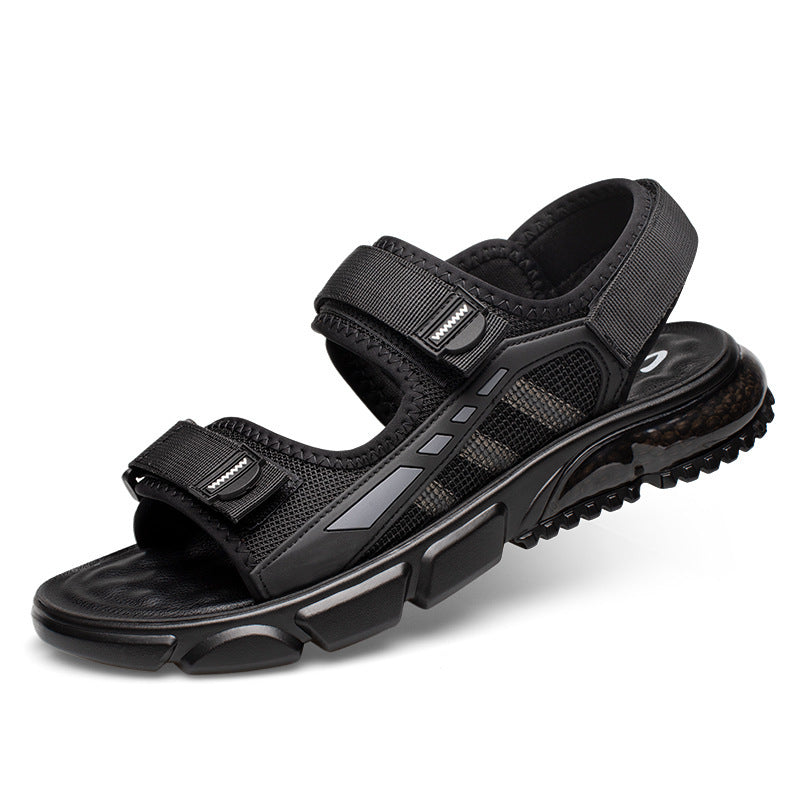 Men's Sandals Summer New Outdoor Casual Velcro Men's Sandals Air Cushion Beach Shoes Latex Soft Bottom Roman Shoes