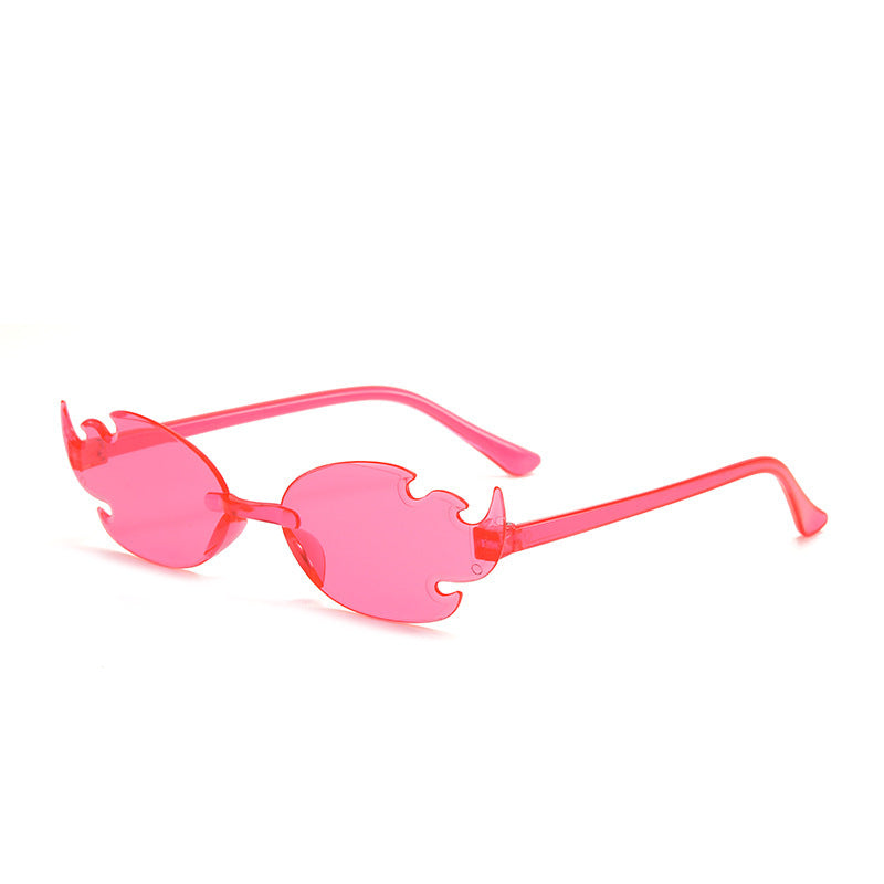 Flame European And American Personalized Trend One-piece Frameless Colorful Dance Party Candy Color Glasses