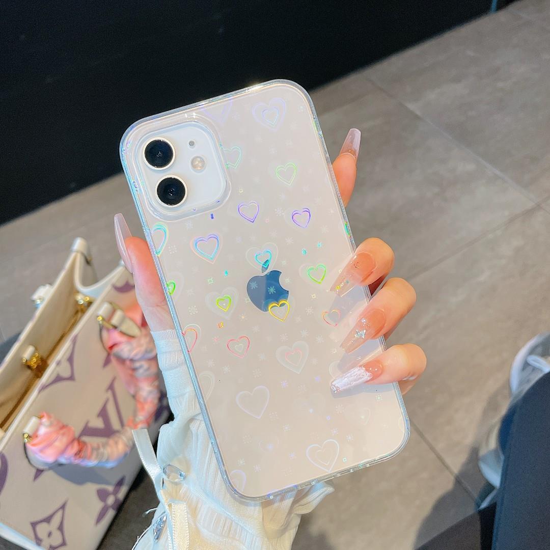 Laser Double Colorful Love Mobile Phone Case
