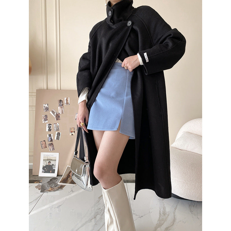 Women's Slit Woolen A-line Short Skirt