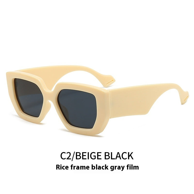 Big Square Rim Contrast Color Sunglasses Female To Make Round Face Thin-looked Fashion