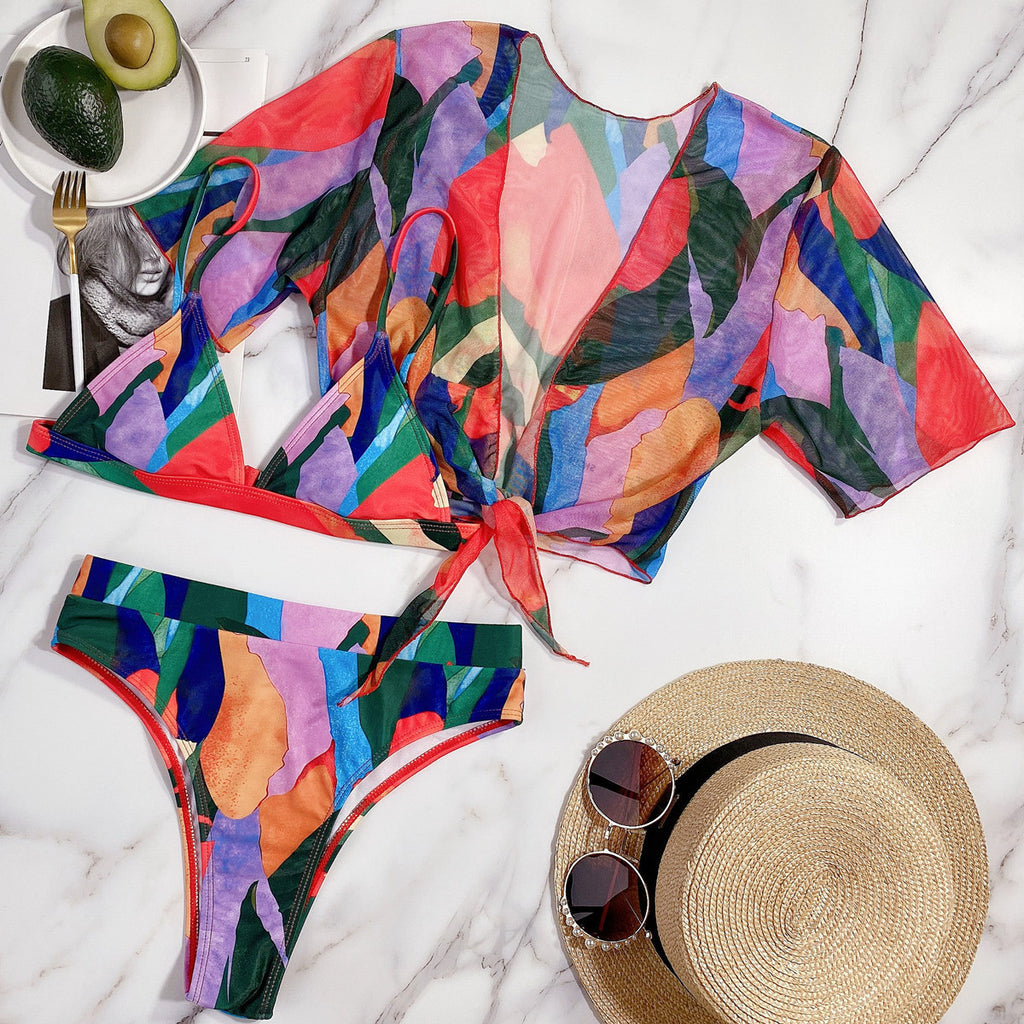 New Women's Printed Split Swimsuit