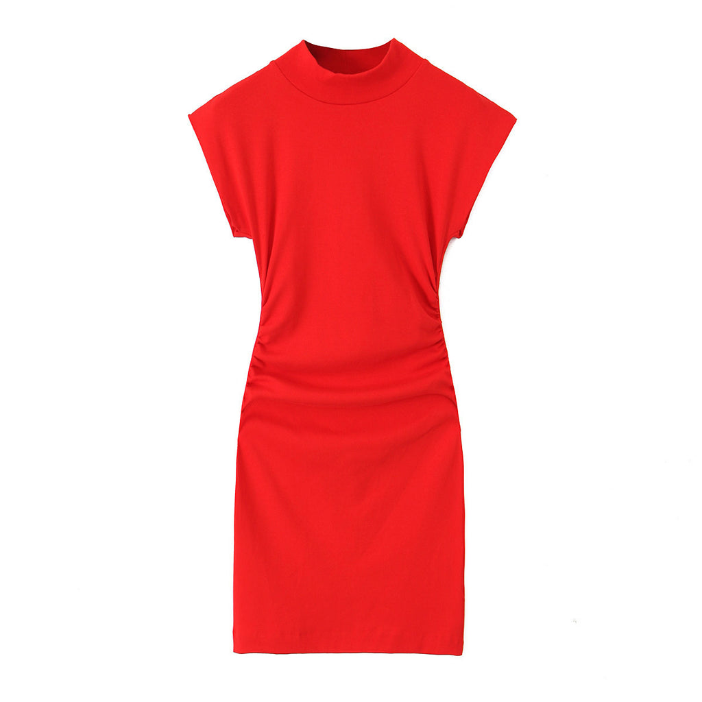 Autumn Women's Pleated Decoration Slim Fit Dress