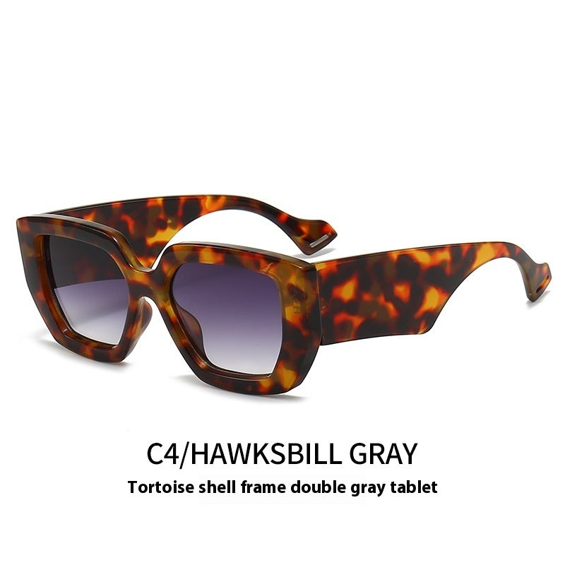 Big Square Rim Contrast Color Sunglasses Female To Make Round Face Thin-looked Fashion