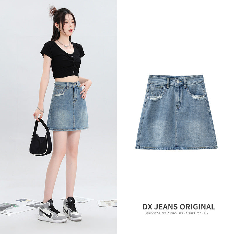 Design Worn High Waist Thin Slimming A- Line Skirt
