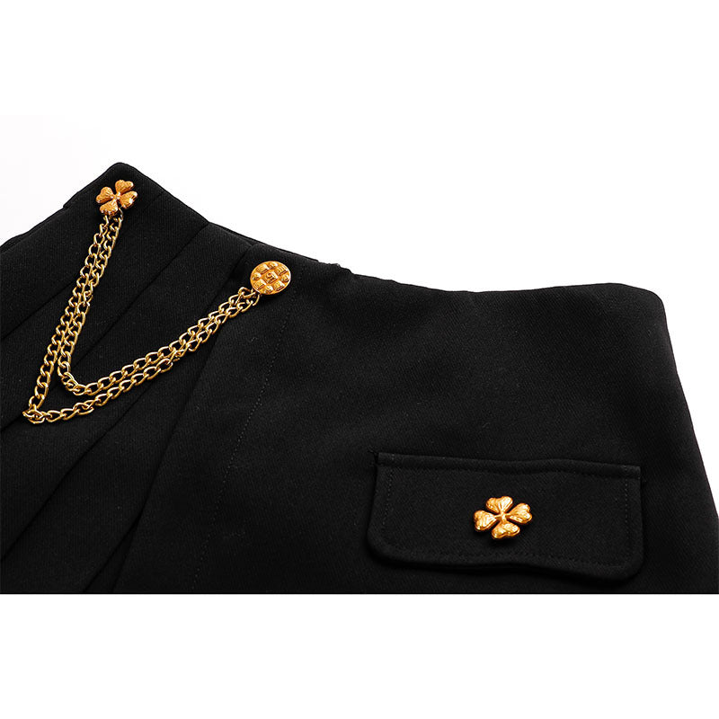 Ladies Fashion Winter Pleated Skirt Thickened High Waist