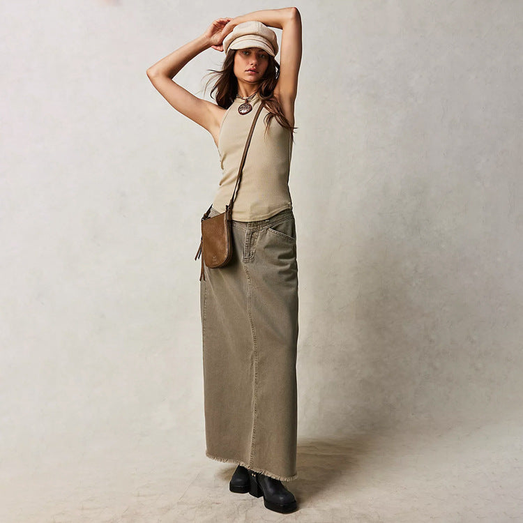 Women's Loose Straight Casual Denim Skirt