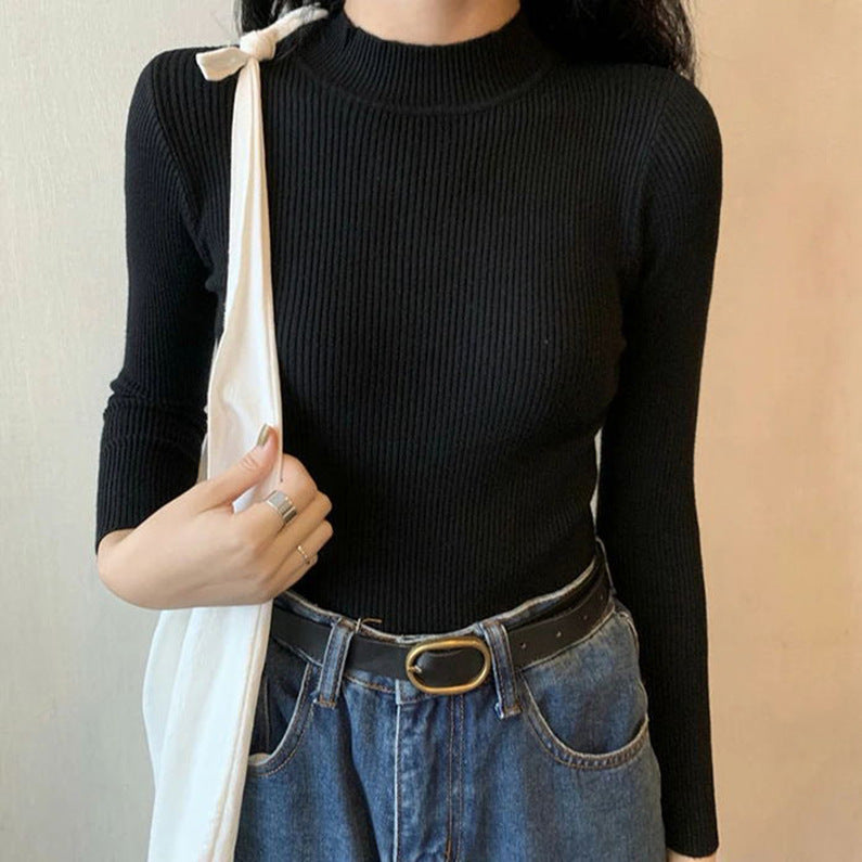 Bottoming Shirt 3 Kinds Of Rib Knitted Top