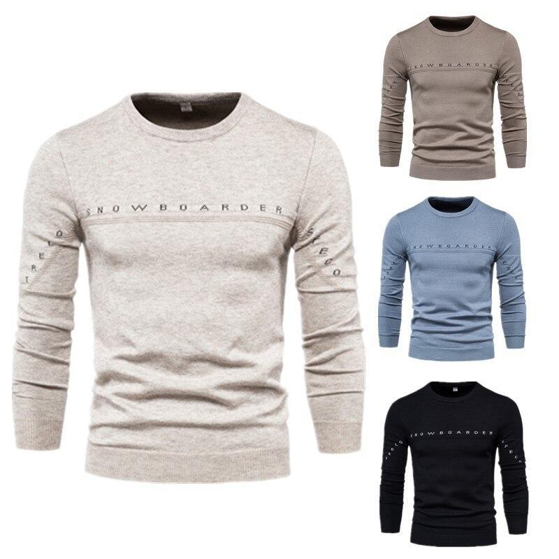 New Men's Knitted Sweater Letter Stitching Sweater Coat Bottoming Shirt Men