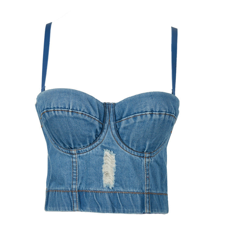 Raw washed vintage denim strap