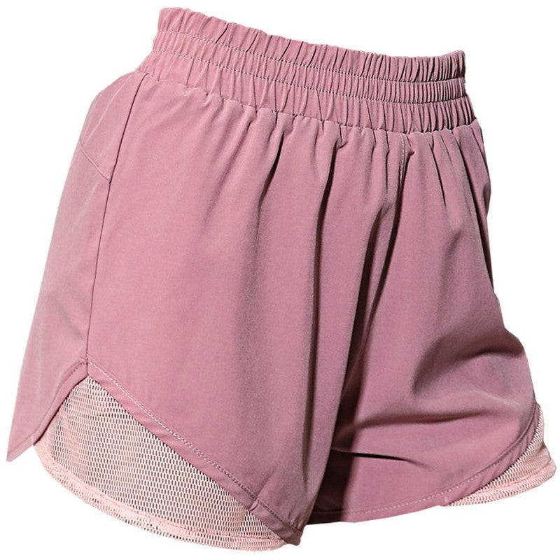 Fake two pieces of high waist fitness running wear yoga shorts