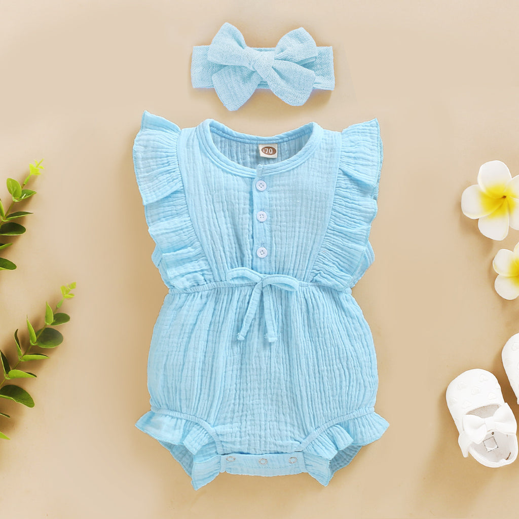 INS Baby Spring And Autumn Models New European And American Sleeveless Solid Color Personality Baby Girl Romper Romper
