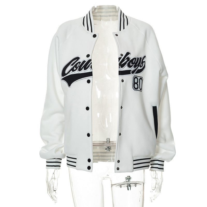 Fashion Stand Collar Cardigan Embroidery Versatile