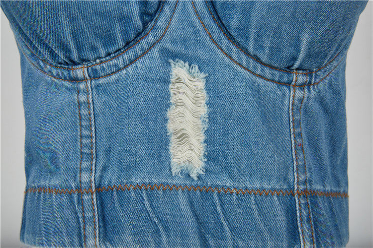 Raw washed vintage denim strap