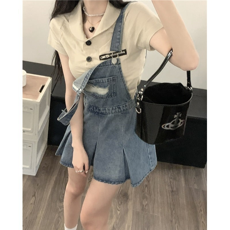 Women's Fashion Casual Denim Brace Dress
