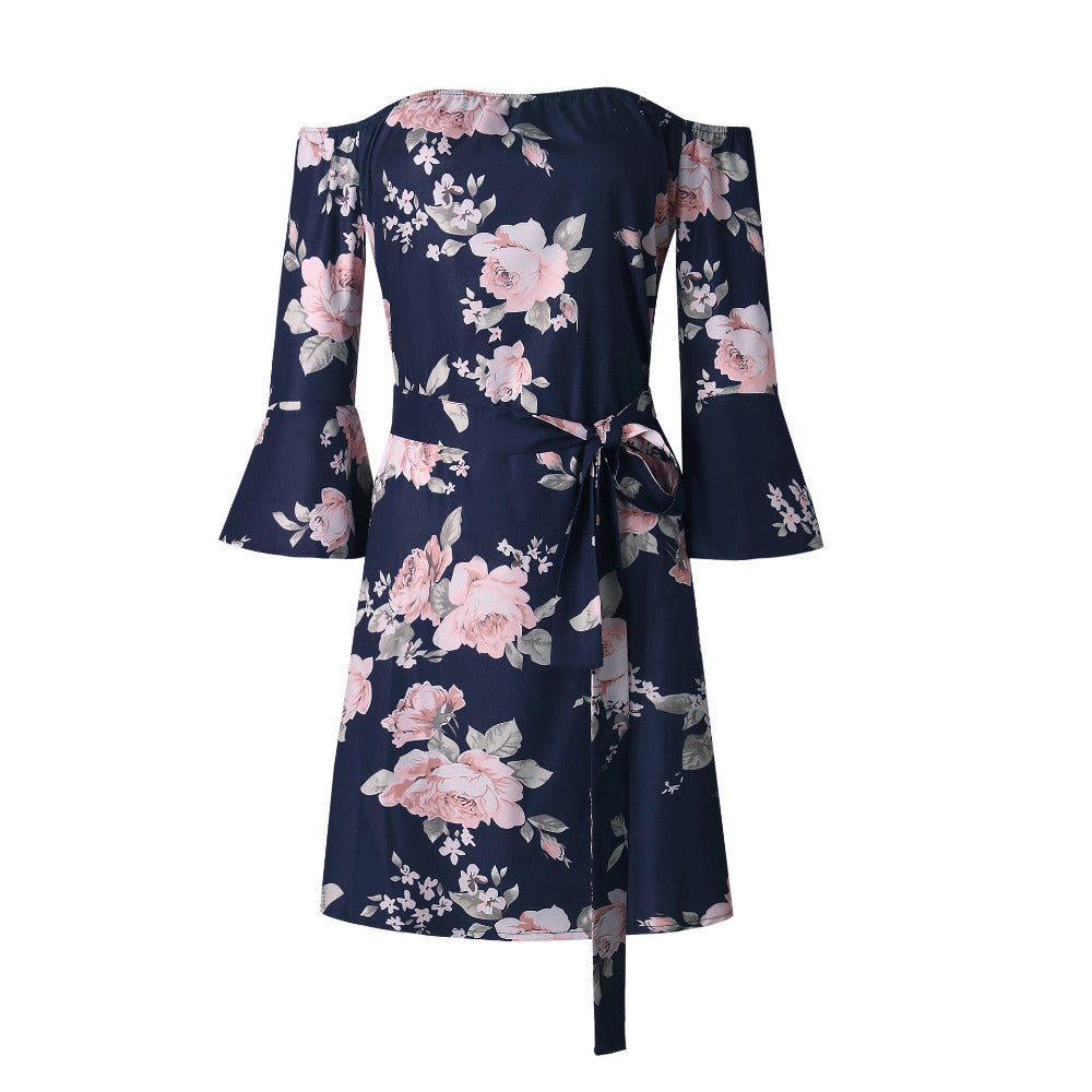 European And American Foreign Trade Explosion Supply Source One Shoulder  Backless Print Dress