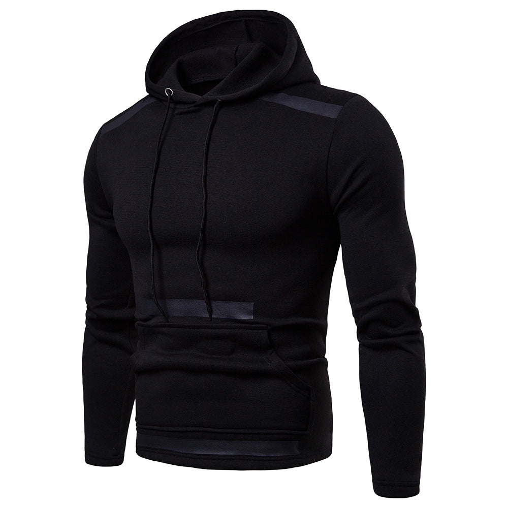 Contrast stitching hooded sweater